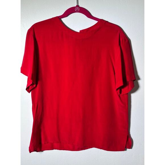 Vintage Jones New York Women's Red Thin Light Silk Blouse Top Size 14 - Picture 1 of 6